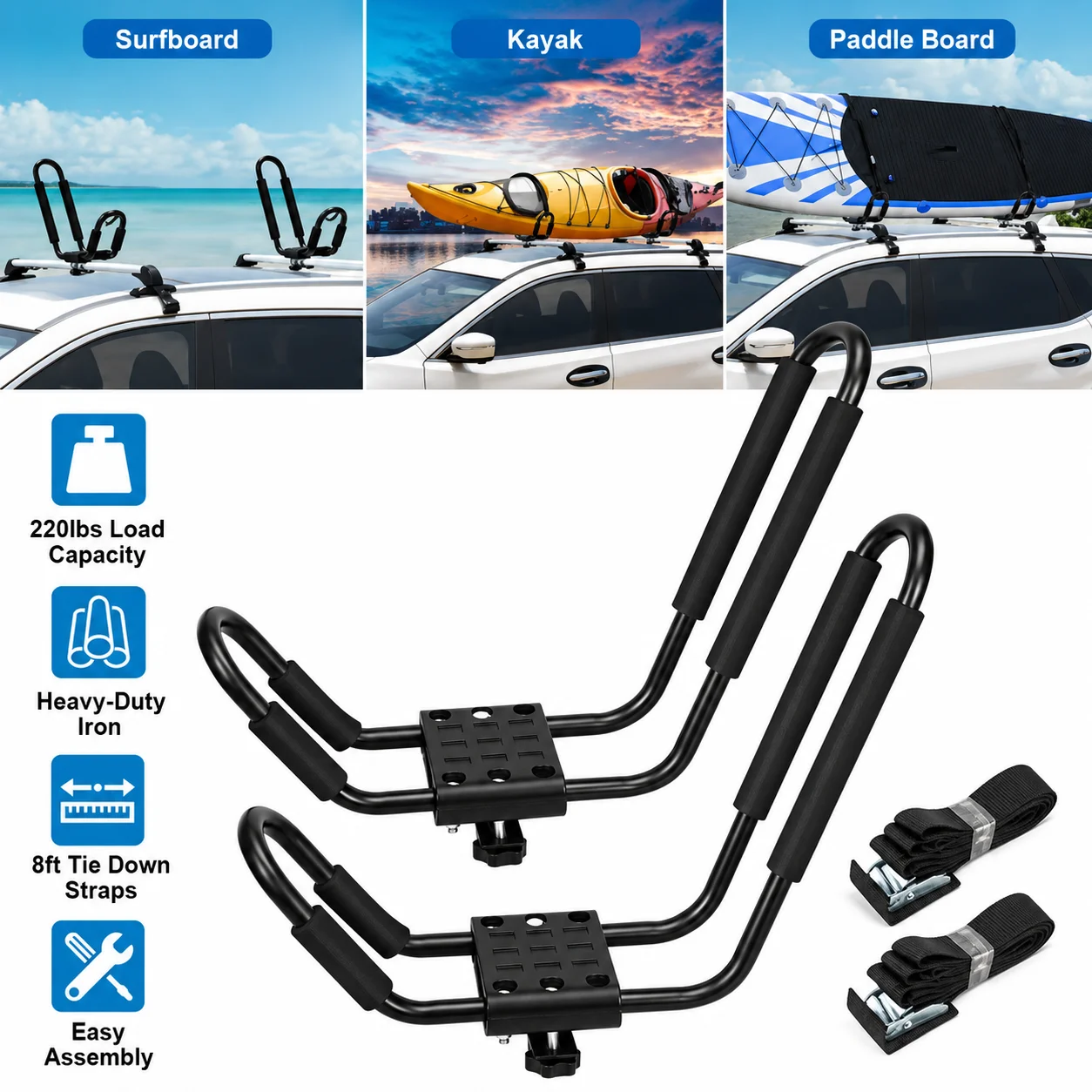 Kayak Roof Rack for Car Top Roof Mount Carrier  - image 7