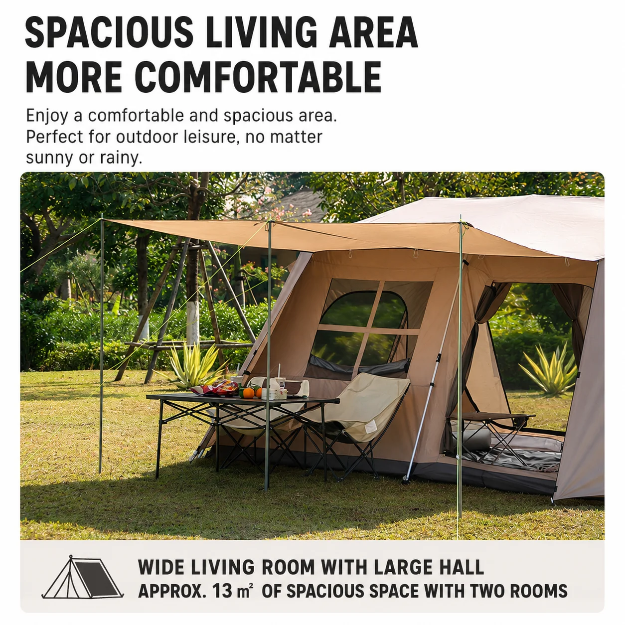 13㎡ Instant Cabin Camping Tent For Family - image 5