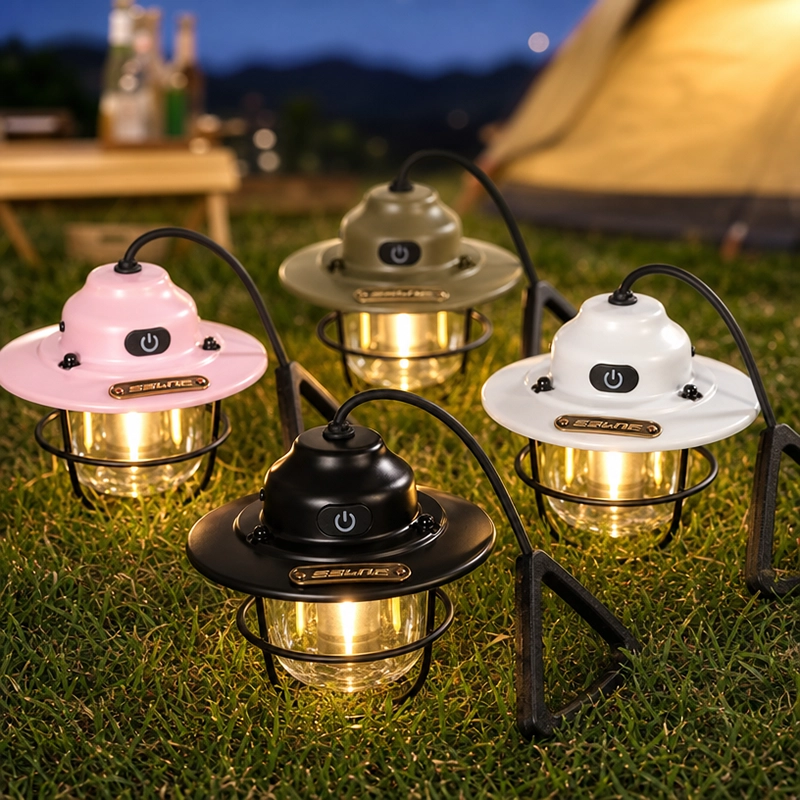 Rechargeable LED Camping Lantern Vintage Hanging Light USB Outdoor Tent Lamp - image 5