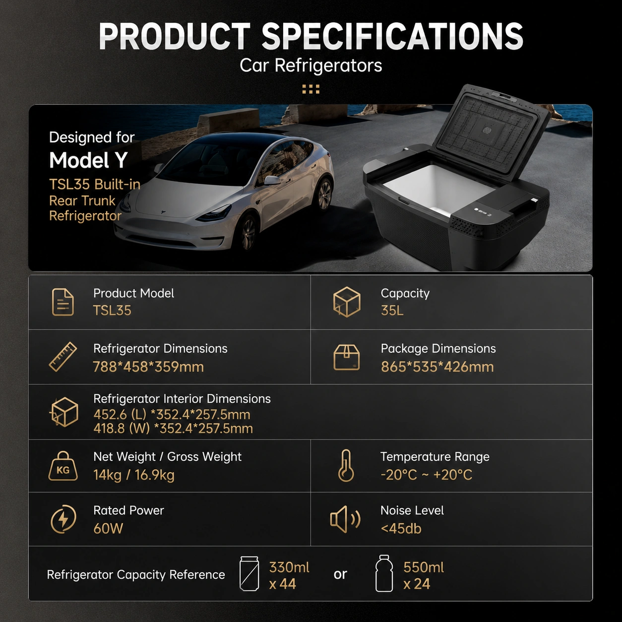 35L Car Fridge Freezer for Tesla Model Y Rear Trunk - image 9