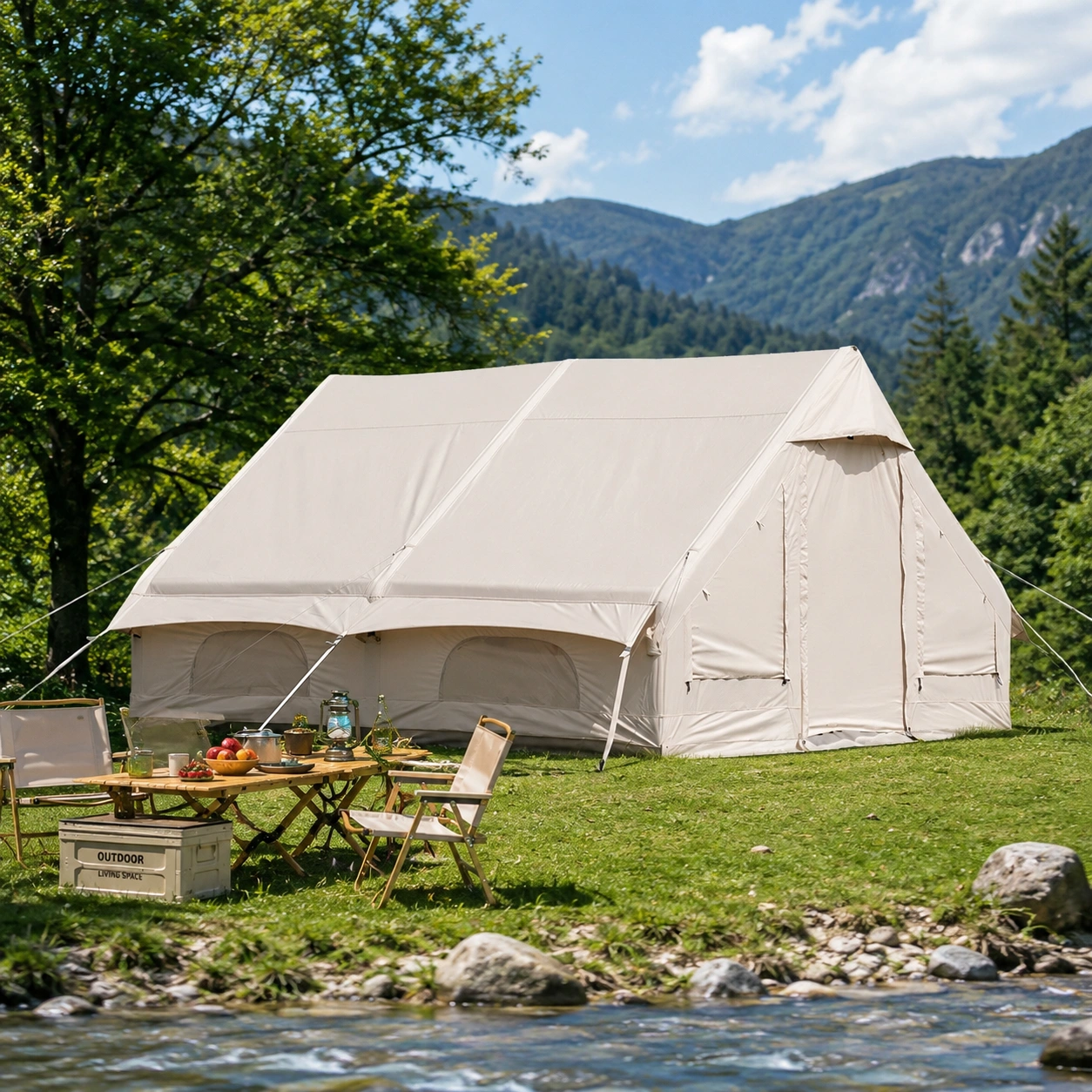 12㎡ Oxford Fabric Inflatable Camping Tent 600D Double Door Glamping Air Tent - image 3