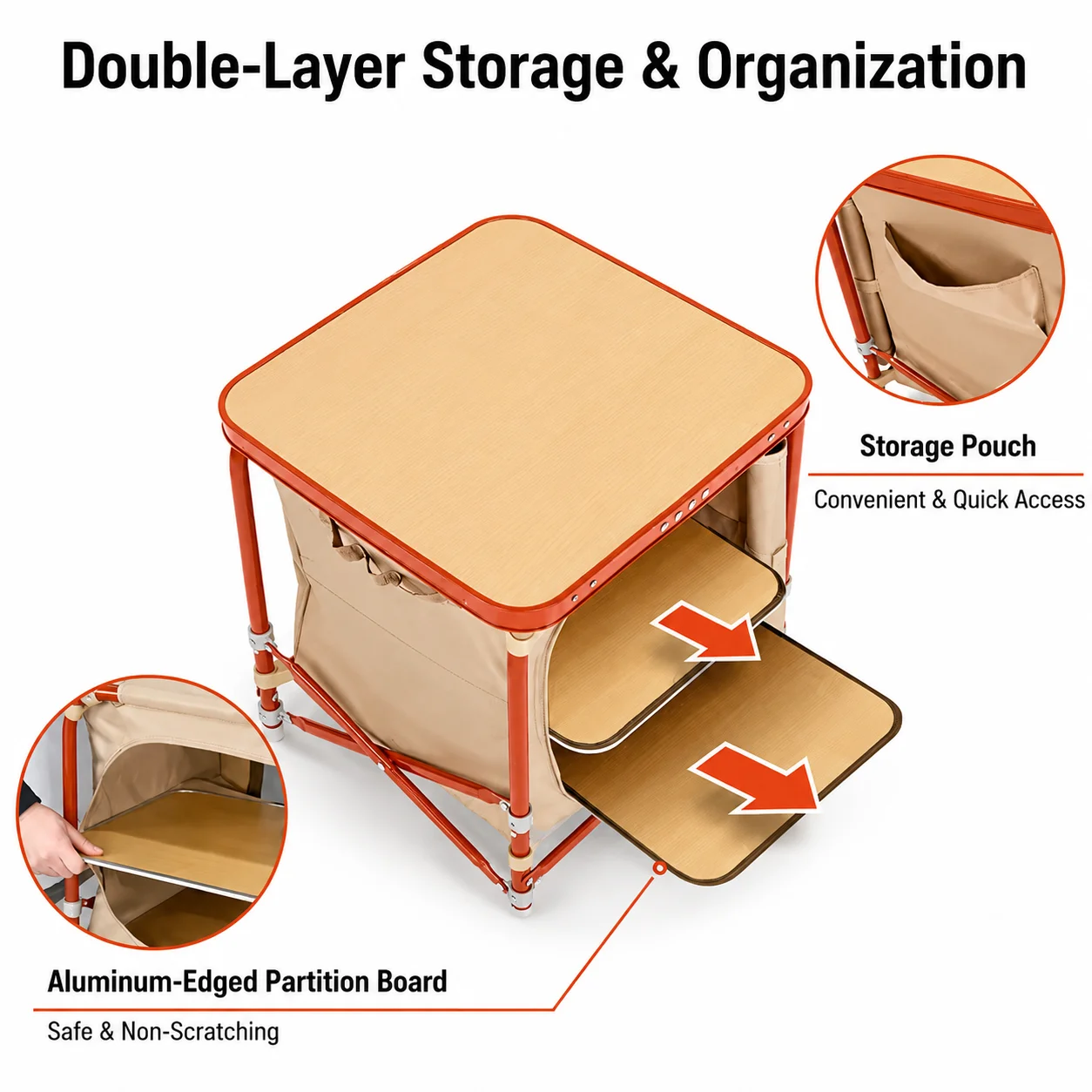 Portable Camping Storage Cabinet Folding Outdoor Kitchen Table Cupboard Shelf - image 9