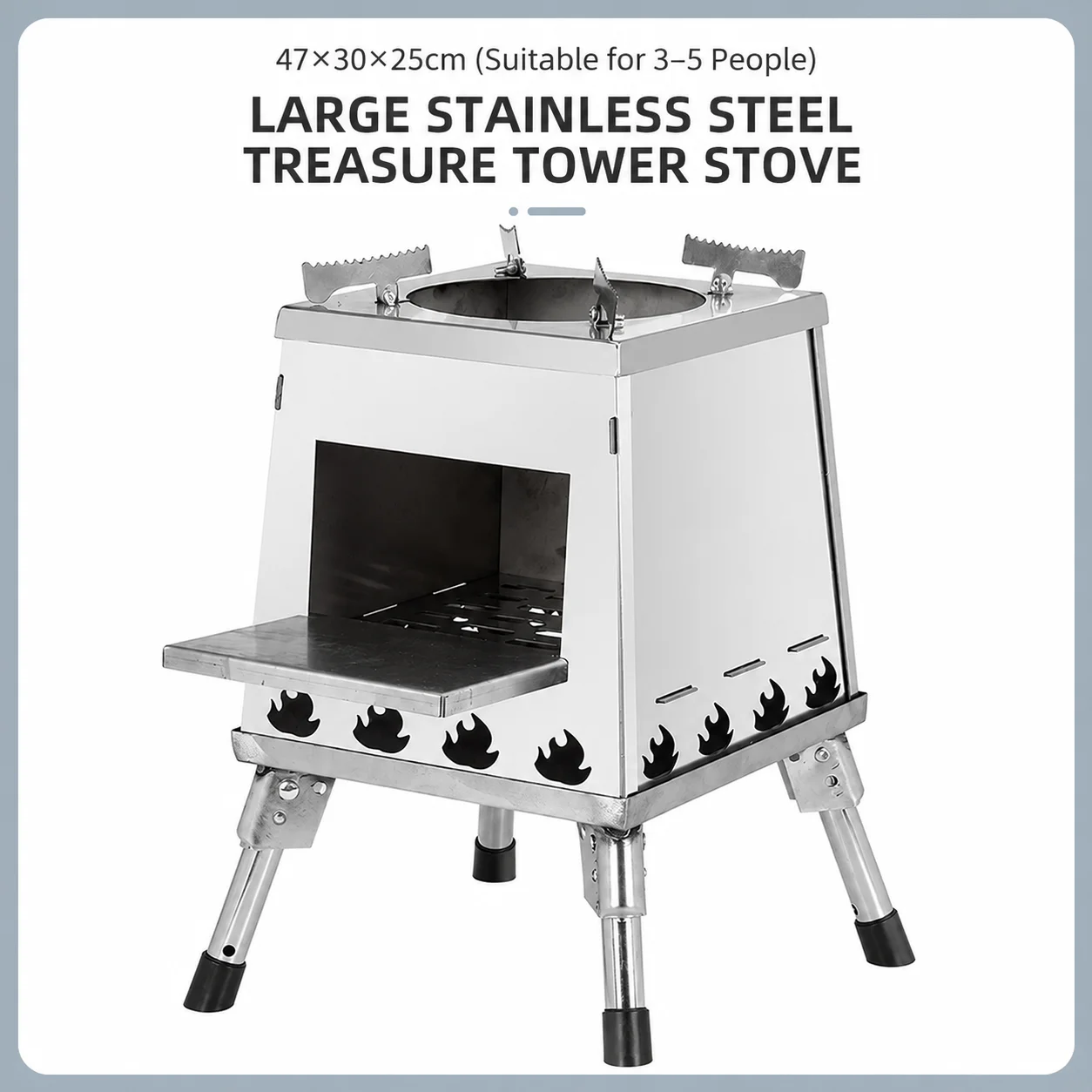 Portable Folding Wood Burning Camping Stainless Steel Stove - image 2