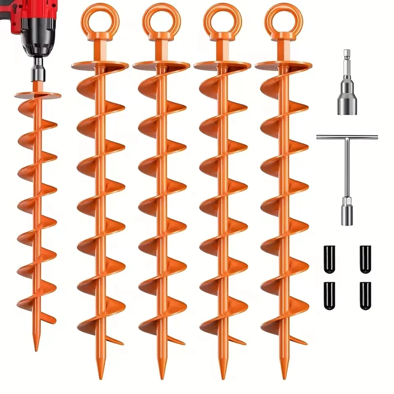 4PCS Ground Anchor Screw Stakes Heavy Duty Tent Gazebo Trampoline Auger Kit - image 1