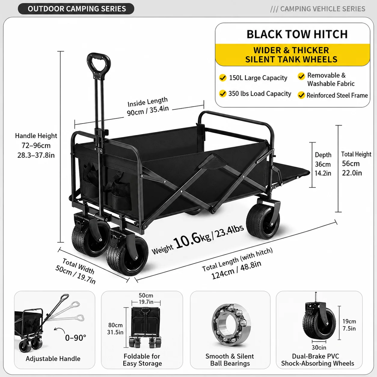 Heavy Duty Folding Wagon Cart Camping Trolley Beach Utility Garden Outdoor Cart - image 5
