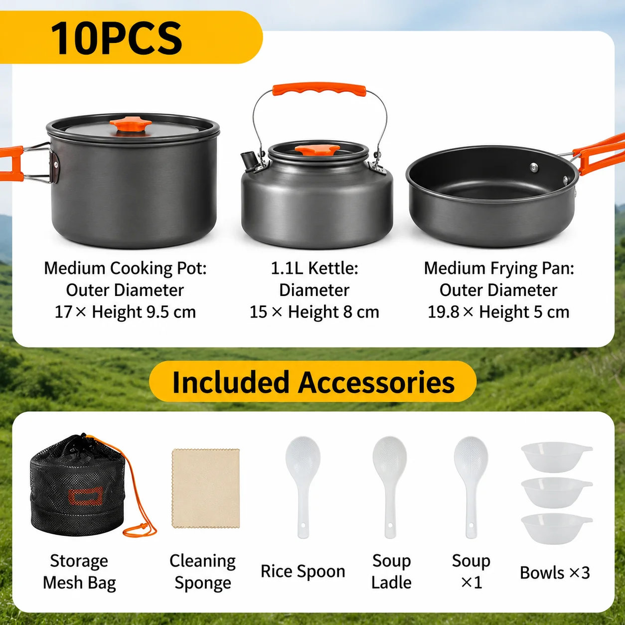 Outdoor Cooking Set Pot Pan Kettle Set - image 4