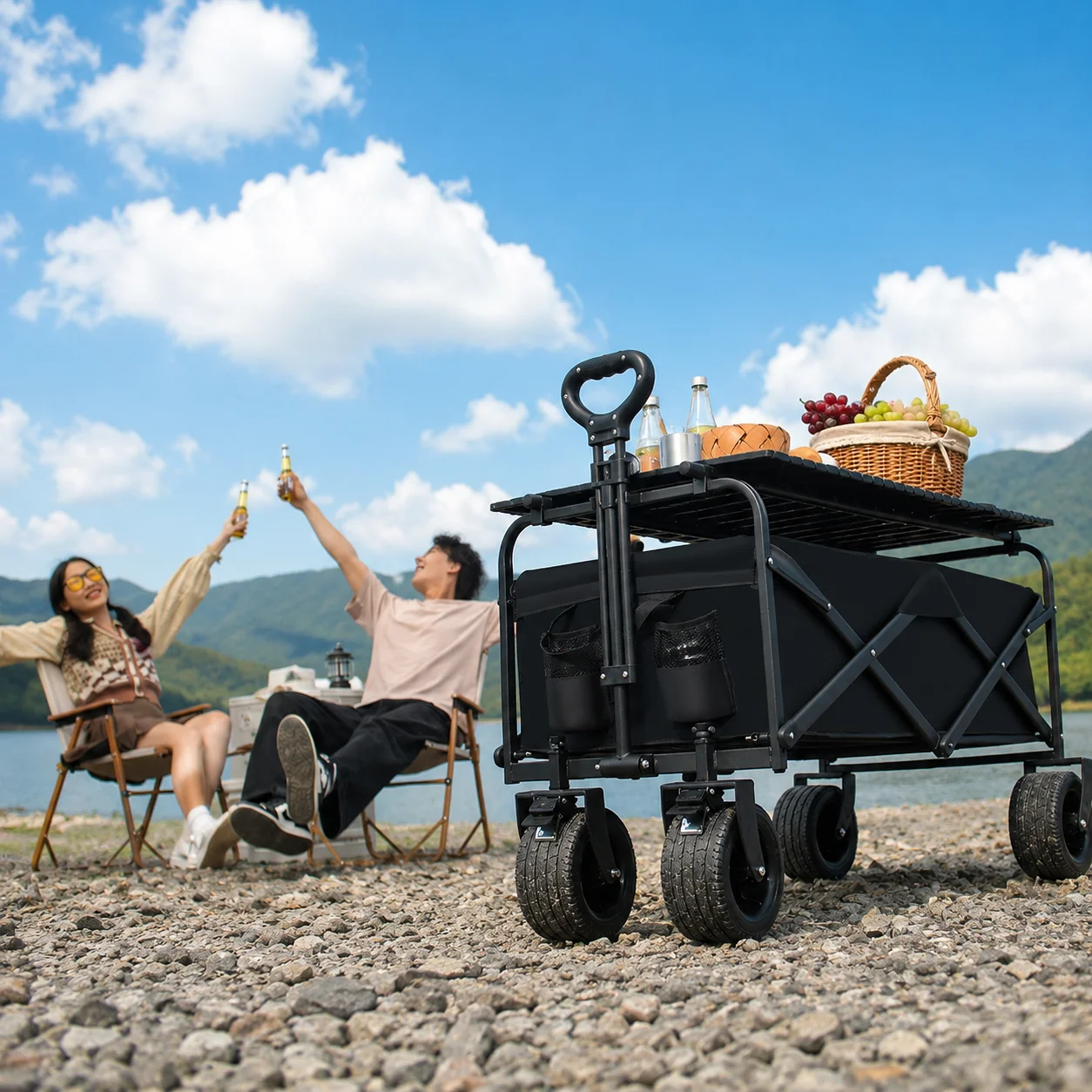 Heavy Duty Folding Wagon Cart Camping Trolley Beach Utility Garden Outdoor Cart - image 1