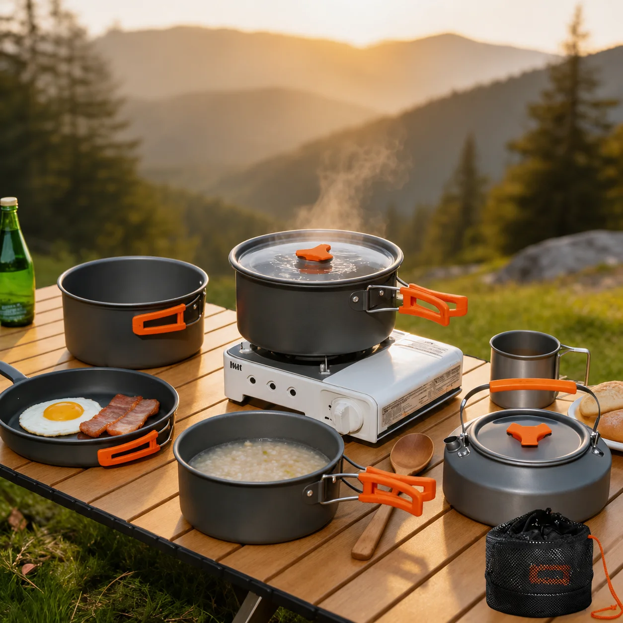 Outdoor Cooking Set Pot Pan Kettle Set - image 1