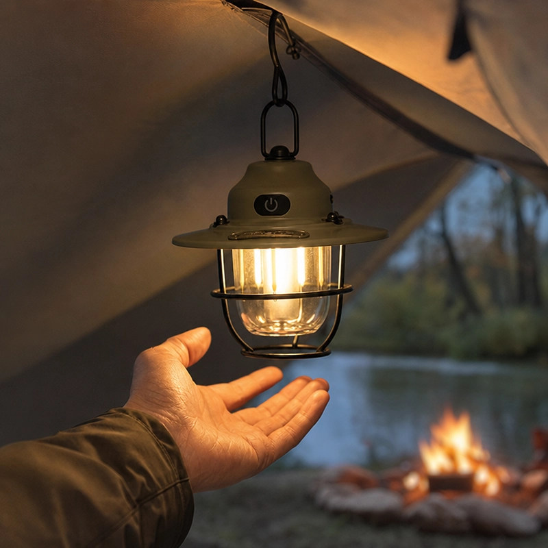 Rechargeable LED Camping Lantern Vintage Hanging Light USB Outdoor Tent Lamp - image 2