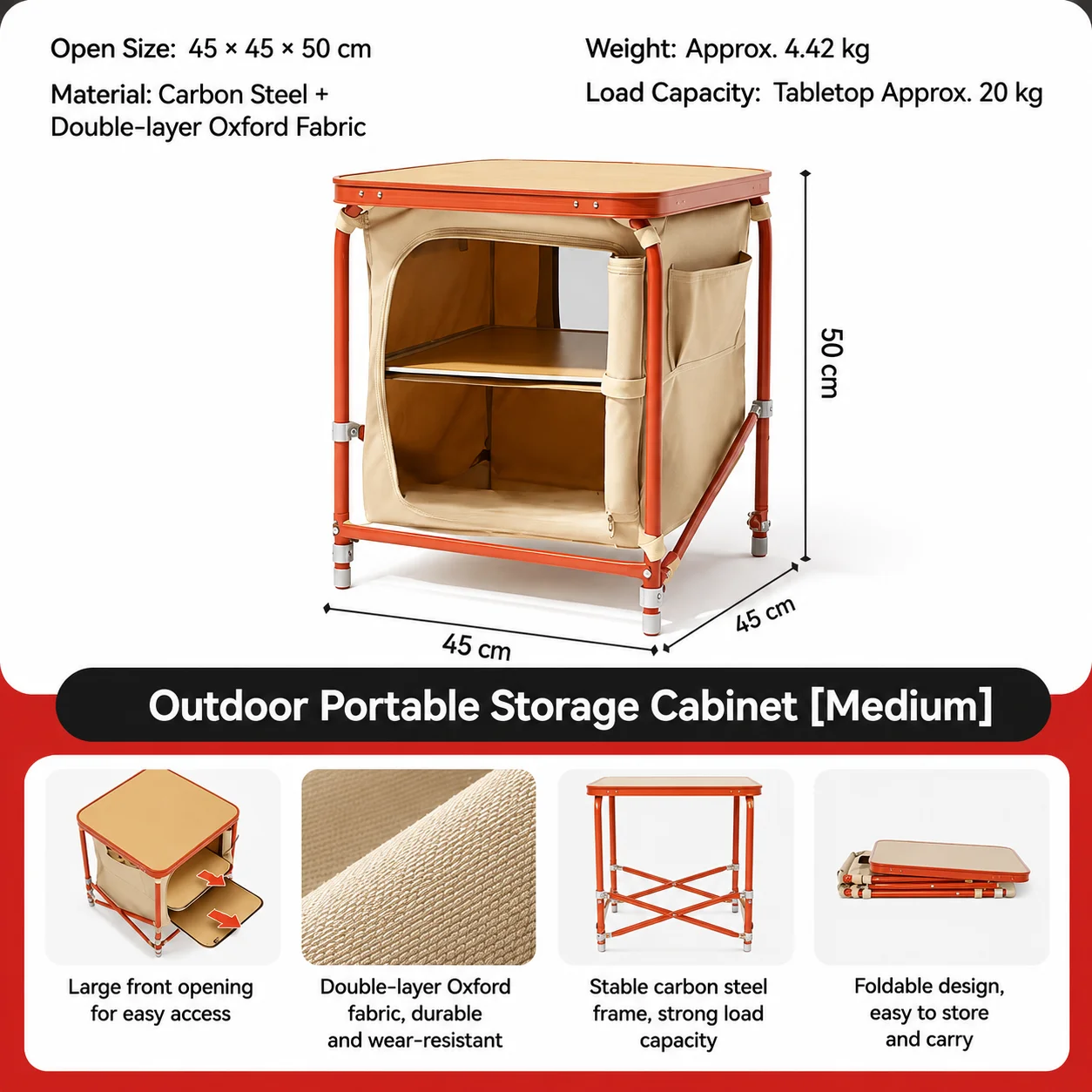 Portable Camping Storage Cabinet Folding Outdoor Kitchen Table Cupboard Shelf - image 7
