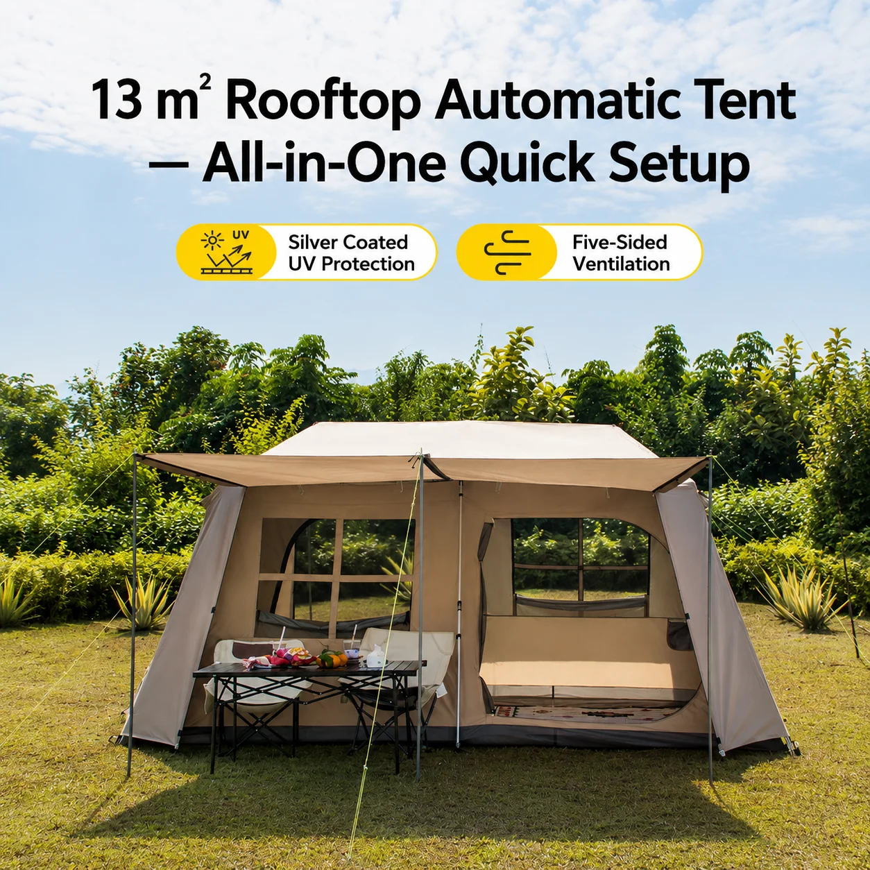 13㎡ Instant Cabin Camping Tent For Family - image 1
