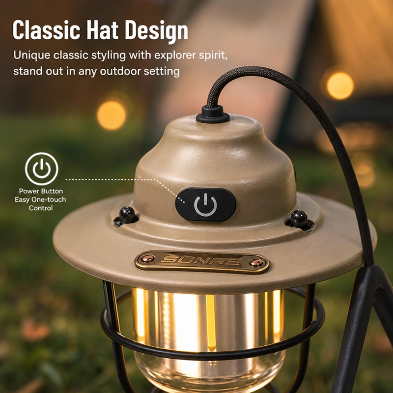 Rechargeable LED Camping Lantern Vintage Hanging Light USB Outdoor Tent Lamp - image 8