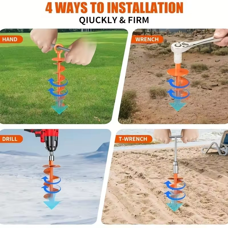 4PCS Ground Anchor Screw Stakes Heavy Duty Tent Gazebo Trampoline Auger Kit - image 3