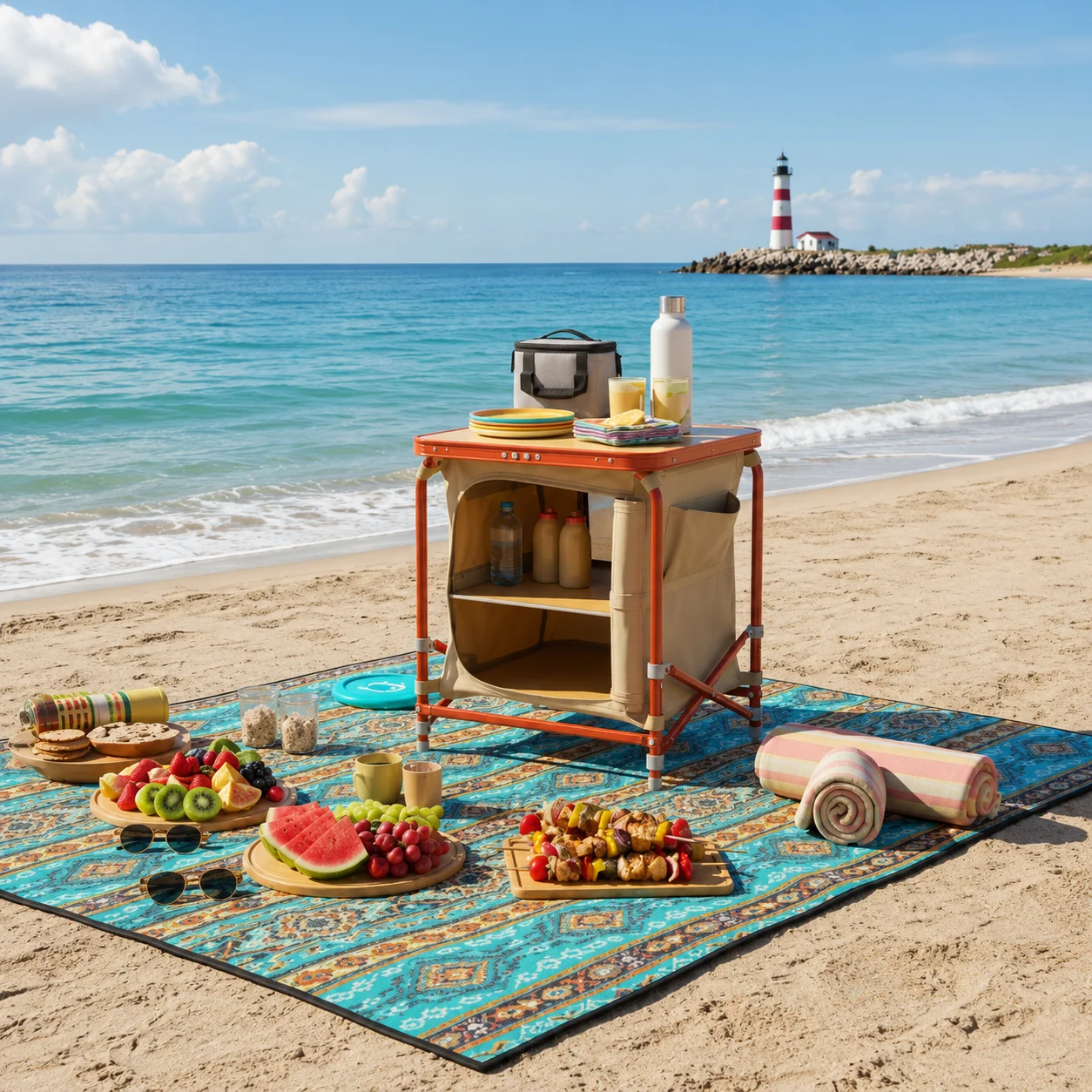 Portable Camping Storage Cabinet Folding Outdoor Kitchen Table Cupboard Shelf - image 4